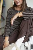 Agnes Stripe Trapeze Top Dark Brown